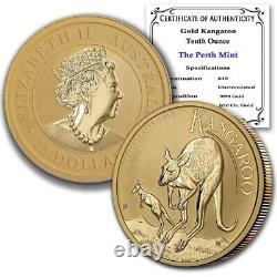 Australia 2022 1/10oz Gold Kangaroo BU $15 coin with Certificate & Capsule