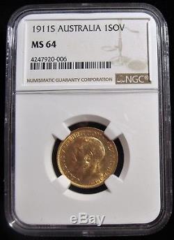Australia George V gold Sovereign 1911-S MS64 NGC