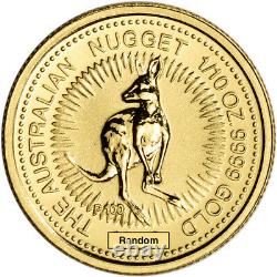 Australia Gold Kangaroo Nugget 1/10 oz $15 BU Random Date