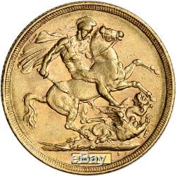 Australia Gold Melbourne M Sovereign. 2354 oz Victoria Jubilee XF AU Random Date