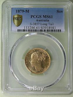 Australia Gold Sovereign 1879-M PCGS MS-61 Rare Date! AvenueCoin
