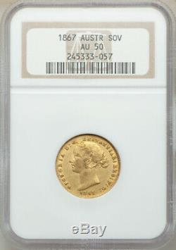 Australia Gold Sovereign Sydney Mint 1867 NGC AU50