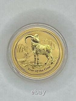 Australia year of the goat 2015 1/2 oz. 9999 Fine Gold coin in capsule BU