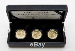 Australian 1917 Gold Sovereign 3 Coin Set Mintmark (P, M & S) UNC Rare