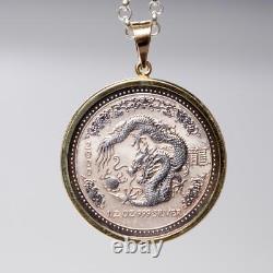 Australian 50 Cents Lunar Series 2000 Dragon. 999 Silver Coin 14k Gold Pendant