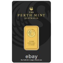 Australian Kangaroo 20g Gold Minted Bar 99.99% Pure Gold The Perth Mint