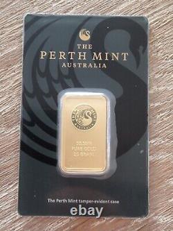 Australian Kangaroo 20g Gold Minted Bar 99.99% Pure Gold The Perth Mint