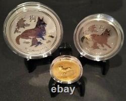 Australian Lunar Coin Series 2018 Year of the Dog Gold & Silver 3 Coin Set