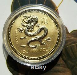 Australian Lunar Gold Series One. 9999 1 Ounce Gold Lunar Dragon Coin