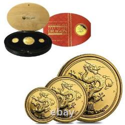 Australian Lunar Series II 2012 Year of the Dragon Gold Proof 3 Coin set