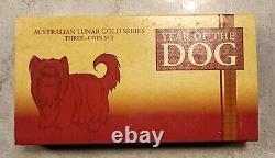 Australian Lunar Year Of Dog 2006 Gold 999.9 Proof CoinSet (1oz, 1/4oz & 1/10oz)