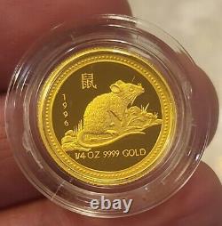 Australian Lunar Year Of Mouse 1996 Gold 999.9 Proof Coin (1oz, 1/4oz & 1/10oz)