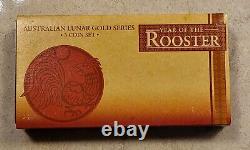 Australian Lunar Year Of Rooster 2005 Gold 999.9 Proof Coin 1oz, 1/4oz & 1/10oz