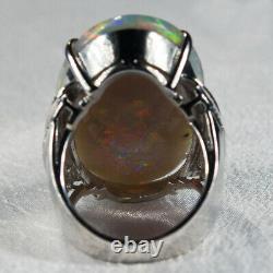 Australian Natural Black Opal Diamond Ring 22.0ctw 18k White Gold