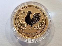 Australian Perth Mint Series II Lunar Gold Tenth Ounce 2017 Rooster coin