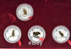 Australian Silver Lunar Set 1 oz. 12 Silver Coins Gold Gilt. 999 Silver Coins