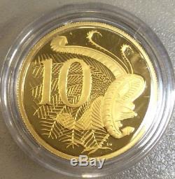Australian Solid Gold 10c decimal coin from 2001 Proof Set in original capsule