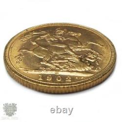 Australian antique full gold sovereign Melbourne 1902 aUnc coin