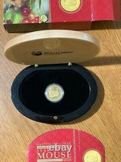 Australian lunar II gold proof pp mouse 2008 1/4 oz CoA box case perth mint