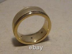 Brilliant Mens Opal & Diamond Wedding Ring Band Heavy 14 k Gold size 11