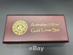 COMPLETE SET OF 12 AUSTRALIAN 1/20 oz GOLD LUNAR COINS 1996 2007 SERIES I