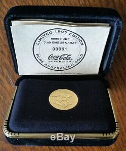 Coca Cola Australian Gold Sovereign Coin 1997 RARE Limited Edition