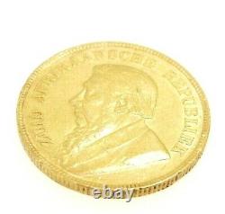 Coin Gold Solid 22K South Africa 1 Pond 1898 Paul Kruger Good Condition