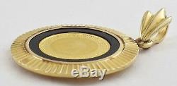 Estate 1/20th OZ. 999 Gold Australian Nugget Coin Pendant 14K Black Onyx Holder