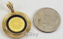 Estate 1/20th OZ. 999 Gold Australian Nugget Coin Pendant 14K Black Onyx Holder