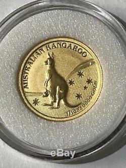 Extremely Rare Australia Perth 2009.9999 Gold Kangaroo 1/10 oz Capsule Includ
