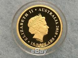 FREE SHIPPING! 1/10 oz Gold 2010 Perth Australian Koala Proof Coin. 9999 Capsule