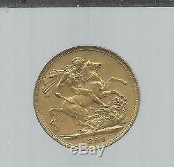 Full Sovereign 1899, Veiled Victoria, Melbourne, Circulated Gold Coin