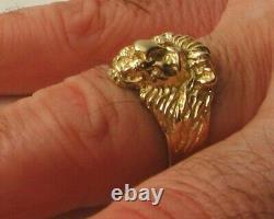 GENUINE 9K 9ct SOLID GOLD MEN'S LION HEAD RING Size T/10 to With11.5