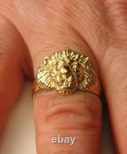 GENUINE 9K 9ct SOLID GOLD MEN'S LION HEAD RING Size T/10 to With11.5