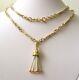Genuine 9ct Yellow Gold Albert Chain Fob Necklace Tassel Bell Swivel Clasp