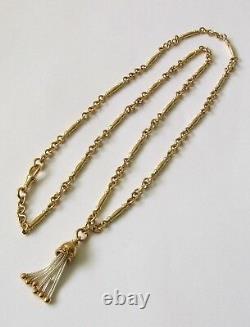 GENUINE 9ct YELLOW GOLD ALBERT CHAIN FOB NECKLACE TASSEL BELL SWIVEL CLASP