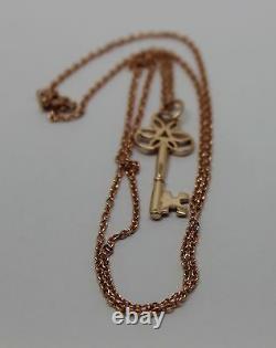 Genuine 9ct Rose Gold 375 Belcher Chain Necklace 50cm + Key Pendant 21st Of 18th