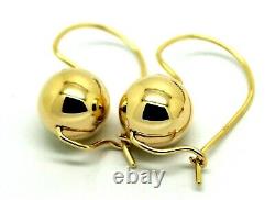 Genuine 9k 9ct Yellow Gold 12mm Euro Ball Plain Drop Large EarringsFree post oz