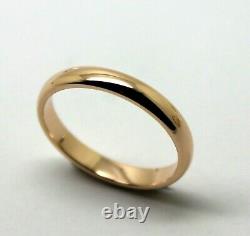 Genuine Custom Made Solid 9ct 9kt Rose Gold 3mm Wedding Band Size M