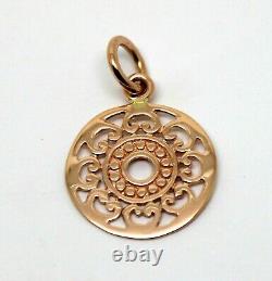Genuine New Genuine 9ct 9k Rose Gold Circle Filigree Pendant