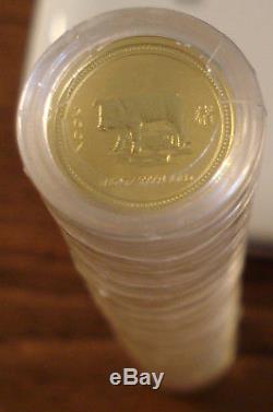 Gold 1/20 oz. Lunar Pig Mint Roll of 20 Australian