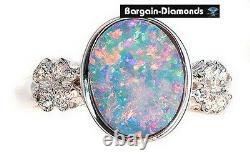 Harlequin black opal diamond 14K gold ring pink engagement Australian birthstone