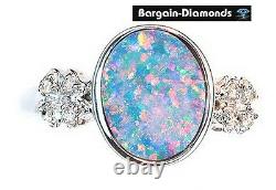 Harlequin black opal diamond 14K gold ring pink engagement Australian birthstone
