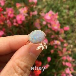 KG68#1.15CT Australia Solid Opal with0.025CT Diamond 18k rose gold ring size L