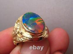 Large 14 k yellow Gold Men's opal Triplet Ring SIZE 8 1/2 No Resize