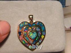 Large 3 tier Opal Heart Pendant 14 k Yellow Gold Something Special