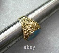 Large Natural Australian Opal Men's Signet Ring 14.2 gr. 12k Yellow Gold