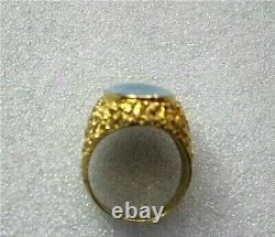 Large Natural Australian Opal Men's Signet Ring 14.2 gr. 12k Yellow Gold