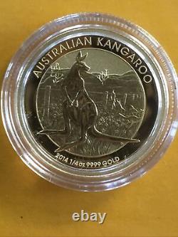 Limited Mintage 1/4 oz. 9999 Gold Bullion 2014 Kangaroo $25 Coin Perth Mint