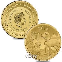 Lot of 2 2018 1/10 oz Gold Lunar Year of the Dog Coin BU Royal Australian Mint